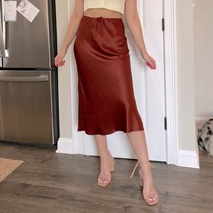 silk rust skirt